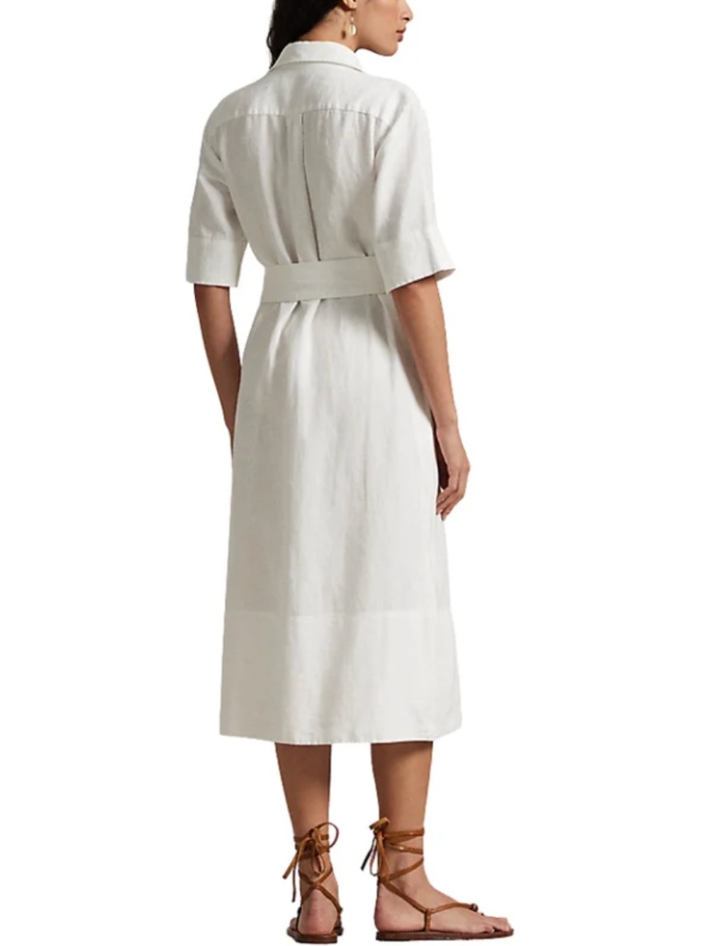 Polo by Ralph Lauren White Button-Front Midi Shirt Dress - Picture 7 of 7